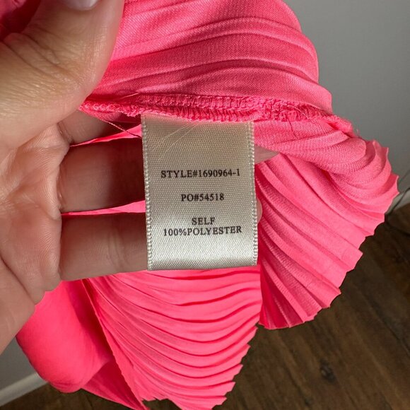 Current Air Hot Pink Print Satin Ruched Cara Pleated Mini Dress - Picture 6 of 7